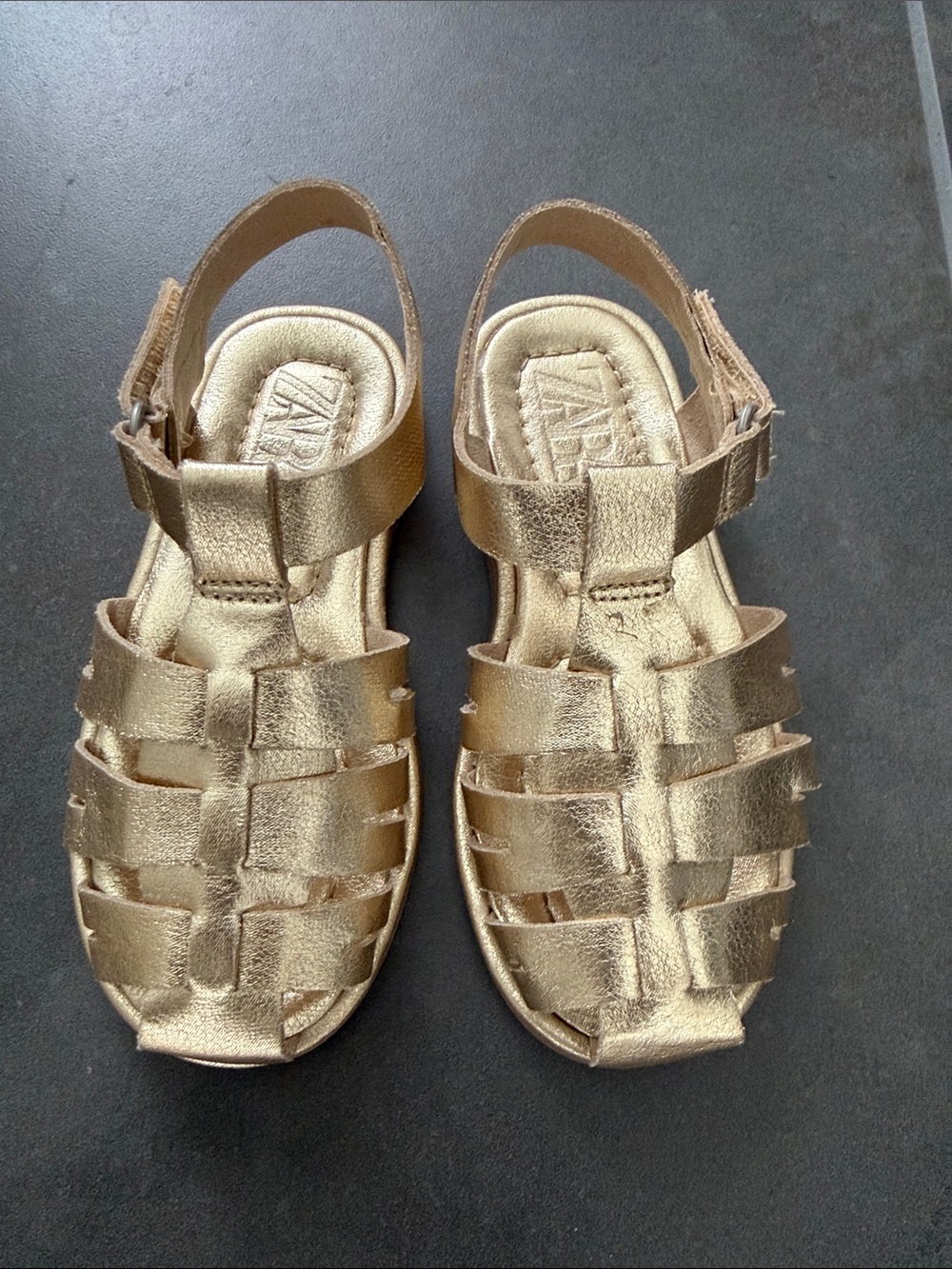 Zara Metallic Gold Woven Slingback Kids Sandals